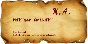 Móger Anikó névjegykártya